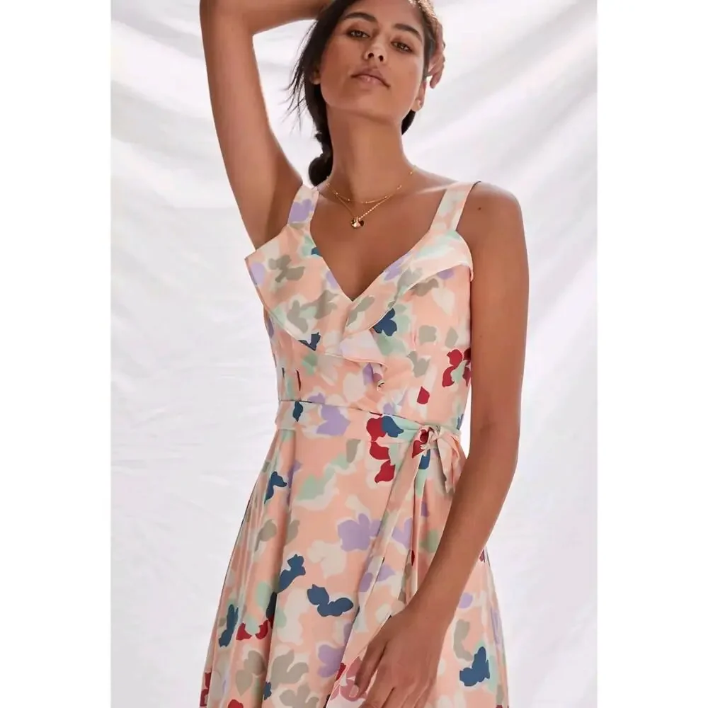 Anthropologie Hutch Maxi Dress Garden Party Printed Wrap Size XS NWT